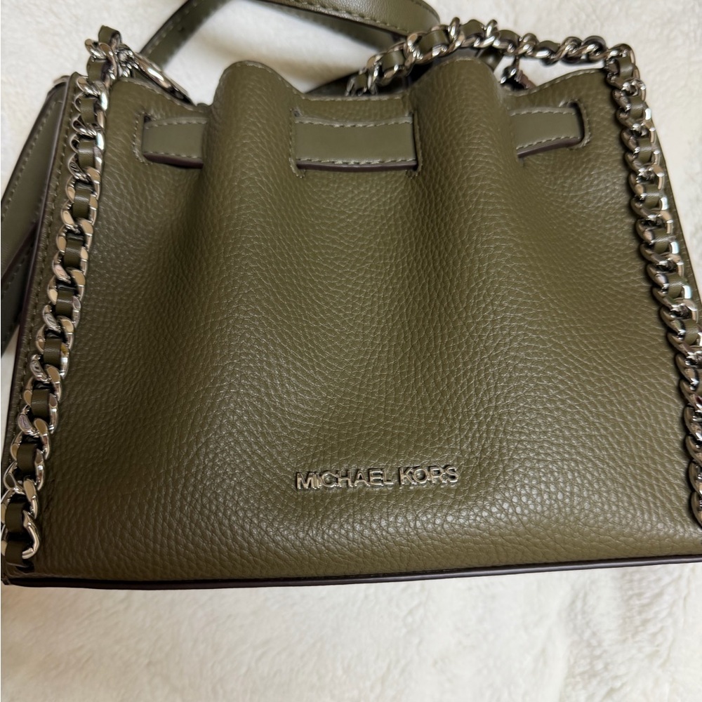 Michael Kors Green Shoulder Bag with Chain Detail